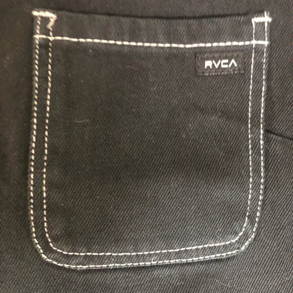 RVCA Daze Denim Jacket Raw Hem Button Up Pockets M (10) Black Skater Streetwear - Picture 7 of 13